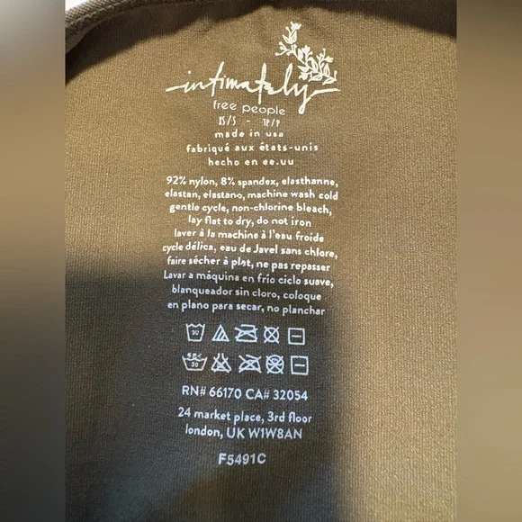 Free People, Intimately Olive Green Women's Spaghetti Strap Crop Top - Picture 3 of 6